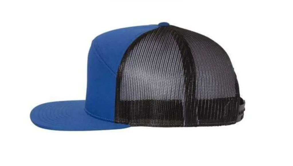 Seven-Panel Trucker Cap RoyalBlack Side.webp