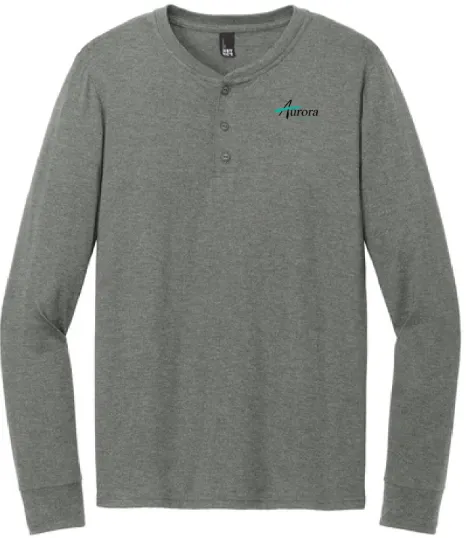 District® Perfect Tri® Long Sleeve Henley (Heathered Charcoal, X-Small, Aurora Community Services)