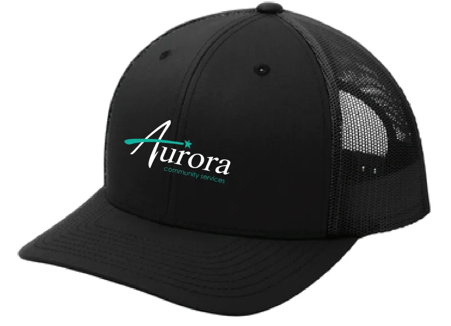 Sport-Tek® YP Classics® Retro Trucker Cap (Black, Aurora Community Services)