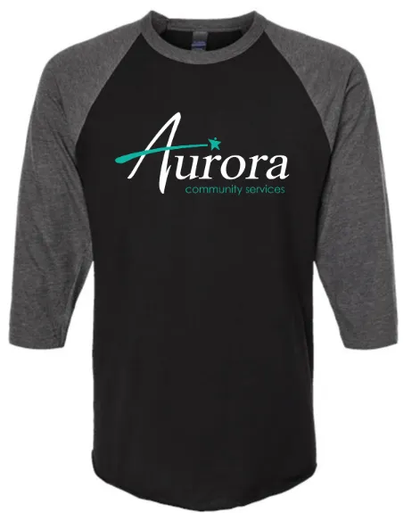 Tultex Unisex Fine Jersey Raglan T-Shirt (Black, X-Small, Aurora Community Services)