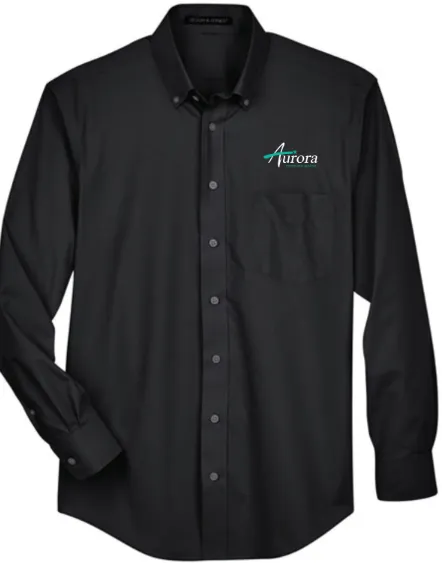 Devon & Jones Men's Crown Collection® Broadcloth Woven Dress Shirt (Black, X-Small, Aurora Community Services)