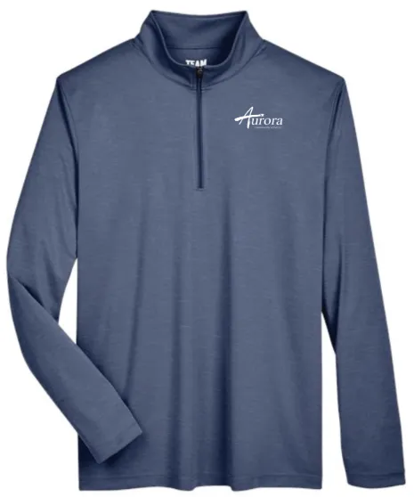 Team 365 Men's Zone Sonic Heather Performance Quarter-Zip Pullover (Navy, X-Small, Aurora Community Services)