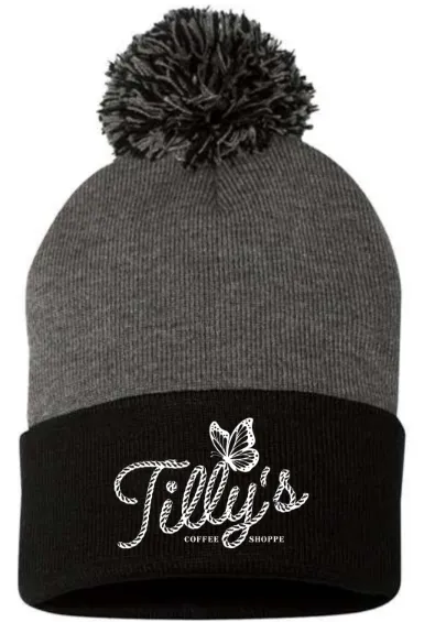 Sportsman 12" Pom-Pom Cuffed Beanie (Charcoal/Black)