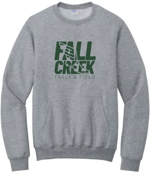 Port & Co™ Core Fleece Crewneck Pocket Sweatshirt FC Track Stacked Logo