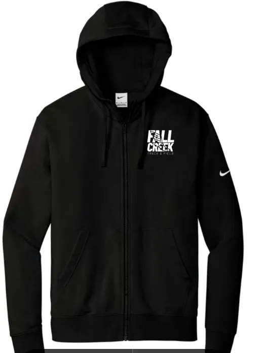 Nike Club Fleece Sleeve Swoosh Full-Zip Hoodie FC Track Stacked Logo (Black, X-Small)