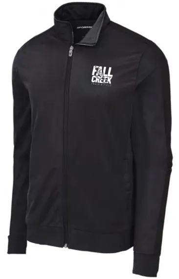 Sport-Tek Tricot Sleeve Stripe Track Jacket FC Track Stacked Logo (X-Small)