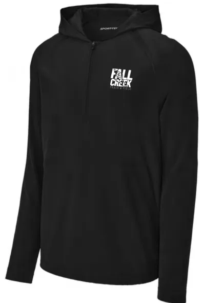 Sport-Tek Repeat 1/2-Zip Long Sleeve Hooded Jacket FC Track Stacked Logo (Black, X-Small)