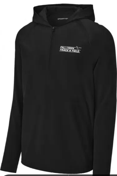 Sport-Tek Repeat 1/2-Zip Long Sleeve Hooded Jacket FC Track Lined Logo (Black, X-Small)