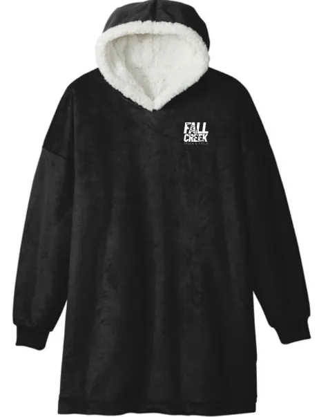 Port Authority® Mountain Lodge Wearable Blanket FC Track Stacked Logo (Black)