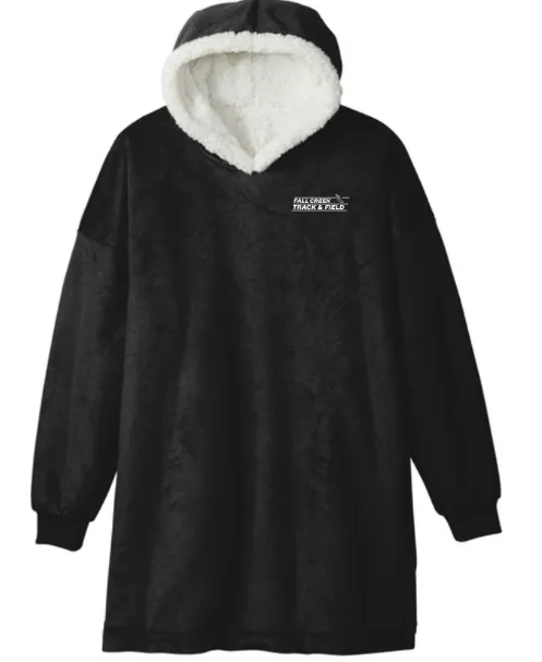 Port Authority® Mountain Lodge Wearable Blanket FC Track Lined Logo (Black)