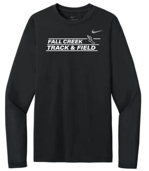 Nike Team rLegend Long Sleeve Tee FC Track Lined Logo (Black, Small)