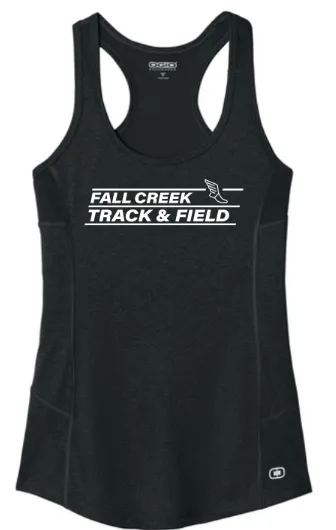 OGIO® Women's Racerback Pulse Tank FC Track Lined Logo (Black, X-Small)