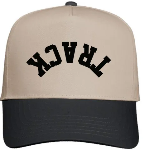 Valucap Five-Panel Twill Cap - FC Track Upside Down Logo w/side panel (Black/Khaki)