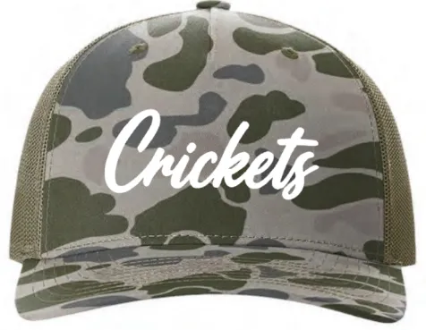 Richardson Printed Five-Panel Trucker Cap - FC Track Cursive Crickets no side panel