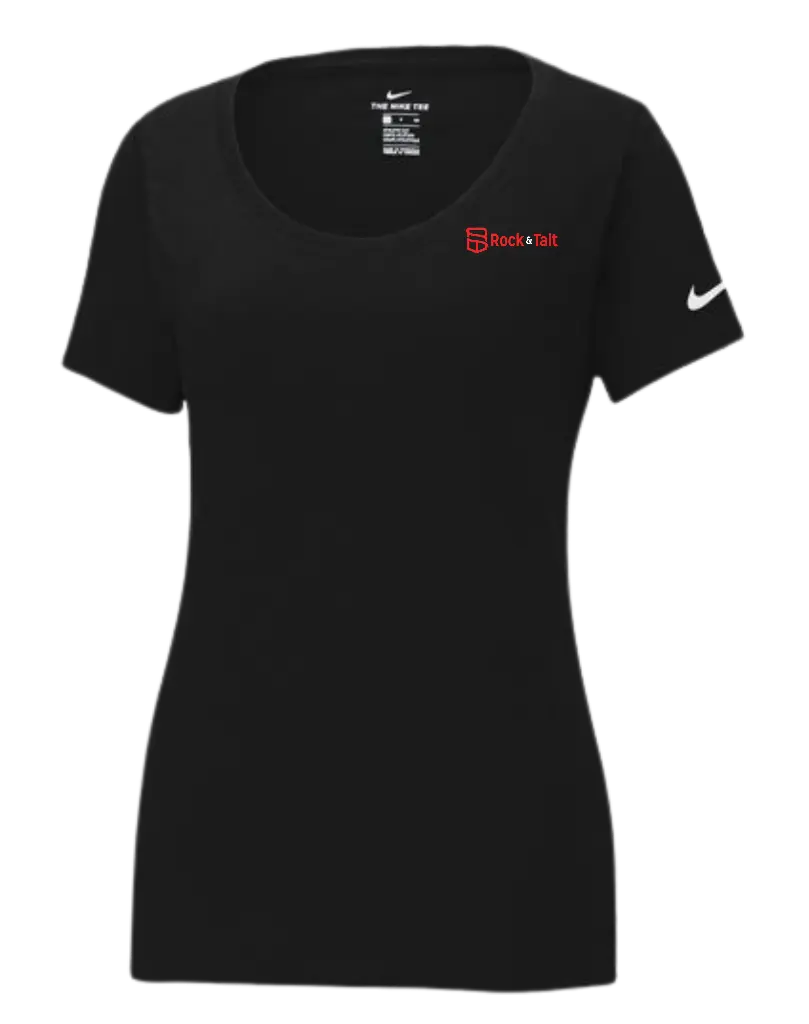 Nike Women's Dri-Fit Cotton/Poly Scoop Neck Tee (Design A, Black, Small)