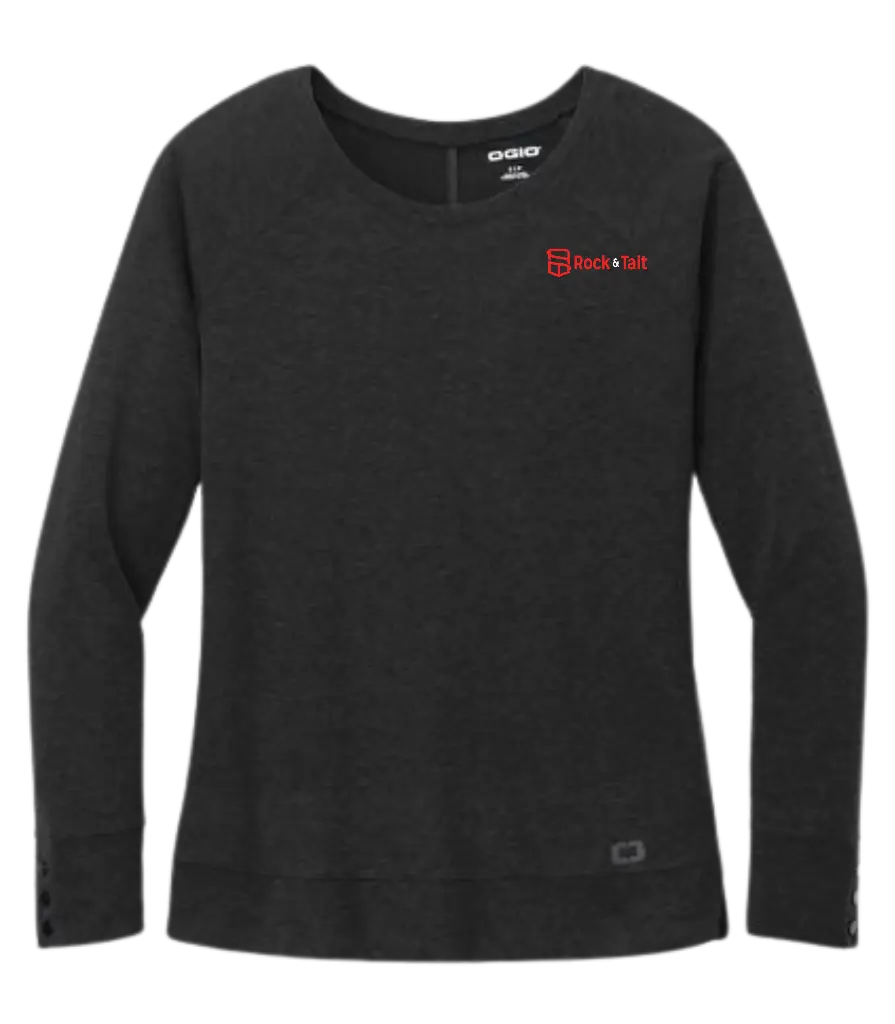 OGIO Women's Command Long Sleeve Scoop Neck (Blacktop, Small)
