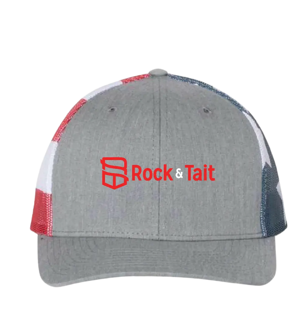 Richardson - Printed Mesh Trucker Cap (Heather Grey/Stars and Stripes)