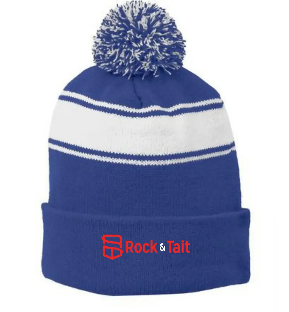 Sport Tek Strip Pom Pom Beanie