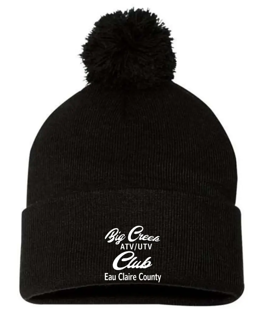 Sportsman 12 inch Pom-Pom Cuffed Beanie (Black)