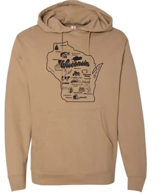 Independent Trading Midweight Hooded Sweatshirt - Wisconsin State (D.Brown/Sandstone, X-Small)