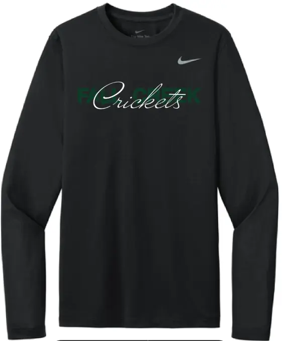 Nike Long Sleeve Tee Stacked Cricket (Black, Small)