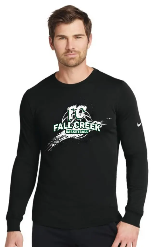 Nike Dri-FIT Cotton/Poly Long Sleeve Tee FC Logo (Black, X-Small)
