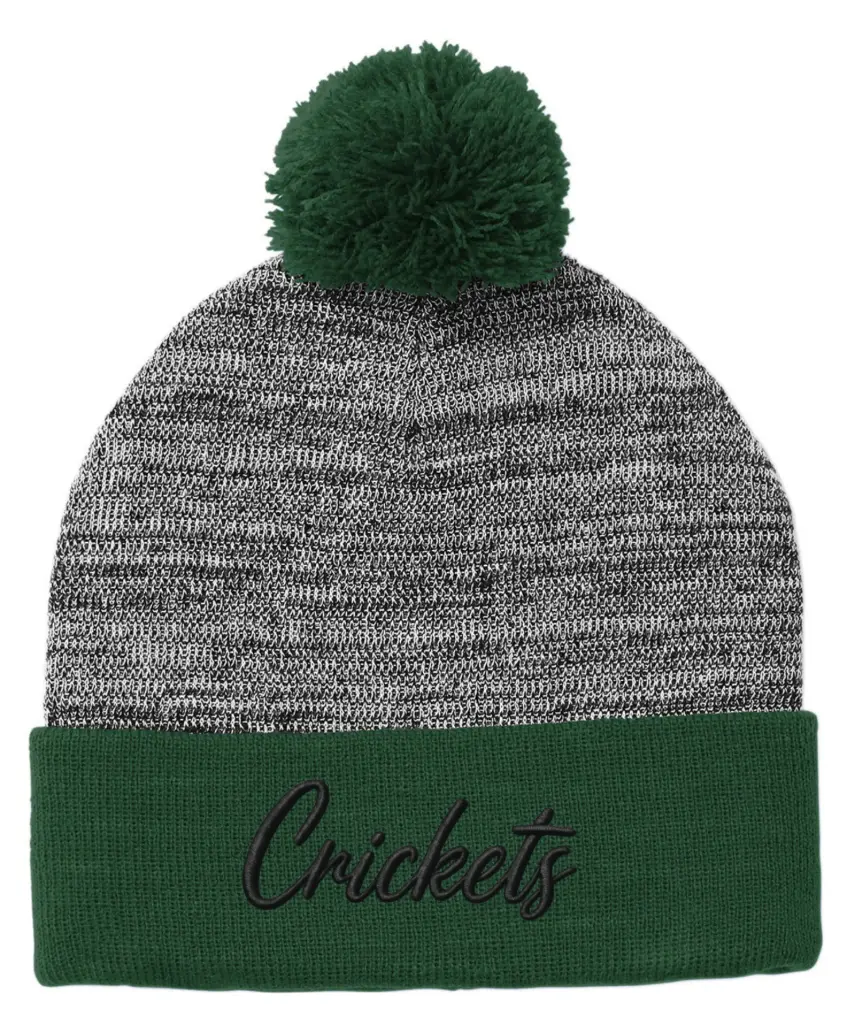 Sport-Tek® Heather Pom Pom Beanie Embroidered Crickets Logo