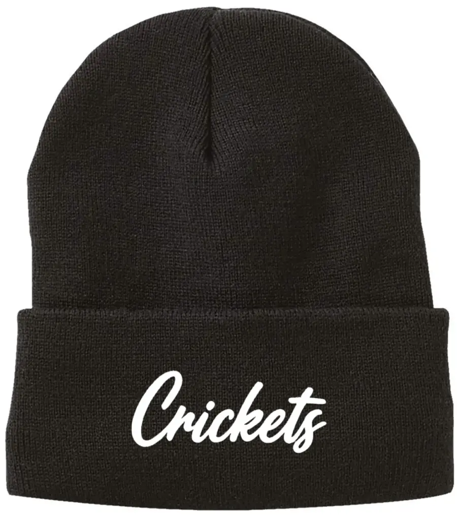 Sportsman 12" Sherpa Lined Cuffed Beanie Cricket Logo (Black)