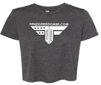 BELLA + CANVAS Women’s Flowy Crop Tee (Dark Grey Heather, Small)