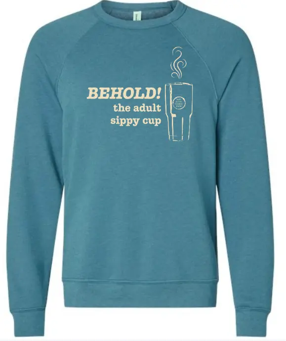 BELLA + CANVAS Sponge Fleece Crewneck Sweatshirt Behold the adult sippy cup (X-Small)